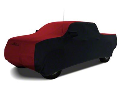 Coverking Satin Stretch Indoor Car Cover; Black/Pure Red (19-23 Silverado 1500 Double Cab w/ Non-Towing Mirrors)