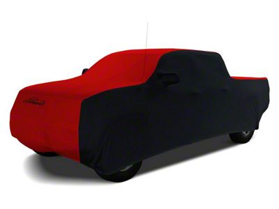 Coverking Satin Stretch Indoor Car Cover; Black/Red (19-23 Silverado 1500 Double Cab w/ Non-Towing Mirrors)