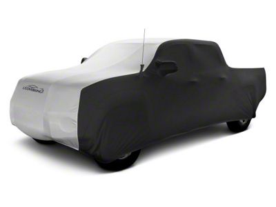 Coverking Satin Stretch Indoor Car Cover; Black/Pearl White (19-23 Silverado 1500 Crew Cab w/ Non-Towing Mirrors)
