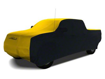 Coverking Satin Stretch Indoor Car Cover; Black/Velocity Yellow (14-18 Silverado 1500 Crew Cab w/ Non-Towing Mirrors)