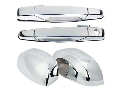 Exterior Door Handles and Mirror Cap Trim Kit; Chrome (07-14 Silverado 2500 HD)