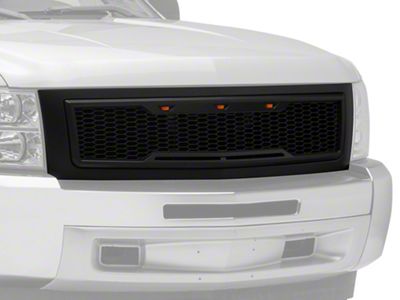 Impulse Upper Replacement Grille with Amber LED Lights; Matte Black (07-13 Silverado 1500)
