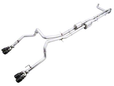 AWE 0FG Dual Exhaust System with Quad Diamond Black Tips; Rear Exit (19-23 6.2L Sierra 1500 w/ Factory Dual Exhaust)