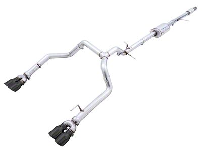 AWE 0FG Dual Exhaust System with Quad Diamond Black Tips; Rear Exit (19-23 5.3L Sierra 1500 w/ Factory Dual Exhaust)