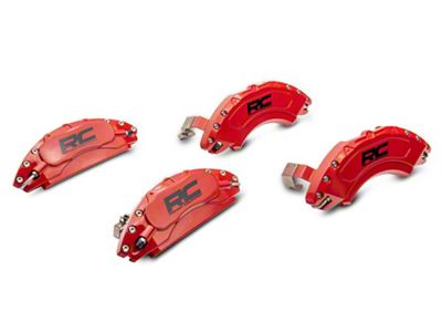 Rough Country Red Brake Caliper Covers; Front and Rear (19-23 Sierra 1500)