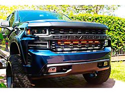 Dual 40-Inch White and Amber LED Light Bars with Grille Mounting Brackets (19-21 Silverado 1500)