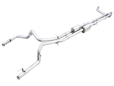 AWE 0FG Dual Exhaust System with Bashguard; Rear Exit (22-23 Sierra 1500 AT4X)
