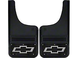 12-Inch x 23-Inch Mud Flaps with Black Bowtie Logo; Front or Rear (Universal; Some Adaptation May Be Required)