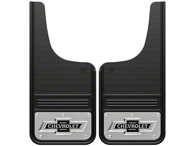 12-Inch x 23-Inch Mud Flaps with Classic Bowtie Logo; Front or Rear (Universal; Some Adaptation May Be Required)