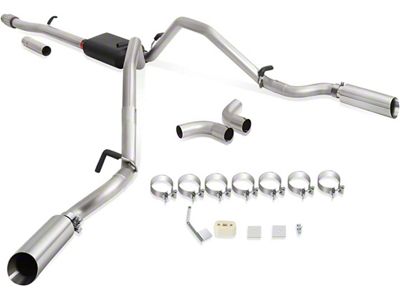 Dual Exhaust System with Polished Tips; Rear Exit (14-18 5.3L Silverado 1500)