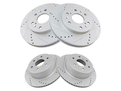 Performance Drilled and Slotted 6-Lug Rotors; Front and Rear (07-18 Silverado 1500)