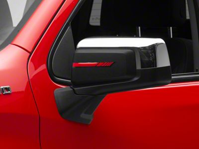SEC10 Side Mirror Hash Stripes; Red (Universal; Some Adaptation May Be Required)