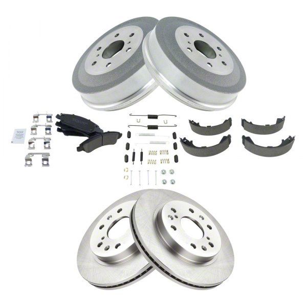 Sierra 1500 Ceramic 6Lug Brake Rotor, Pad and Drum Kit; Front and Rear
