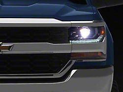 Factory Stytle LED DRL Projector Headlight; Chrome Housing; Clear Lens; Driver Side (16-18 Silverado 1500 w/ Factory HID Headlights)