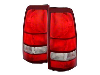 OE Style Tail Lights; Chrome Housing; Red Clear Lens (99-06 Sierra 1500 Fleetside)