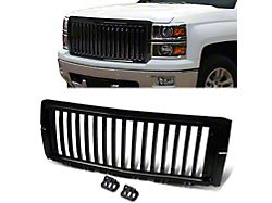 Badgeless Vertical Bar Style Upper Replacement Grille; Black (14-15 Silverado 1500)