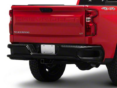 Rear Bumper Cover; Not Pre-Drilled for Backup Sensors; Gloss Black (19-23 Silverado 1500 w/o Factory Dual Exhaust)