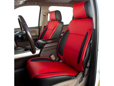 Kustom Interior Premium Artificial Leather Front and Rear Seat Covers; Black with All Red Front Face (14-18 Silverado 1500 Crew Cab w/o Rear Seat Armrest)