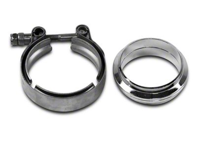 Granatelli Motor Sports 2.50-Inch Mating Flat Flange with V-Band Exhaust Clamp; Mild Steel (Universal; Some Adaptation May Be Required)