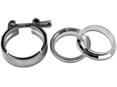 Granatelli Motor Sports 2.50-Inch Mating Male to Female Interlocking Flange with V-Band Exhaust Clamp; Mild Steel (Universal; Some Adaptation May Be Required)