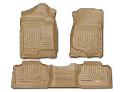 Husky Liners WeatherBeater Front and Second Seat Floor Liners; Footwell Coverage; Tan (07-13 Sierra 1500 Extended Cab, Crew Cab)