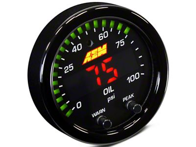 AEM Electronics X-Series Oil Pressure Gauge; Electrical (Universal; Some Adaptation May Be Required)