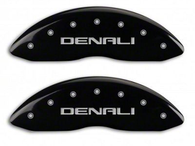 MGP Black Caliper Covers with DENALI Logo; Front and Rear (14-18 Sierra 1500)
