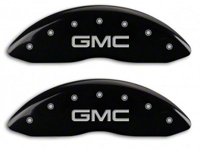 MGP Black Caliper Covers with GMC Logo; Front and Rear (14-18 Sierra 1500)