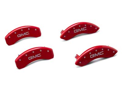 MGP Red Caliper Covers with GMC Logo; Front and Rear (14-18 Sierra 1500)