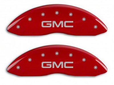 MGP Red Caliper Covers with GMC Logo; Front Only (07-13 Sierra 1500)