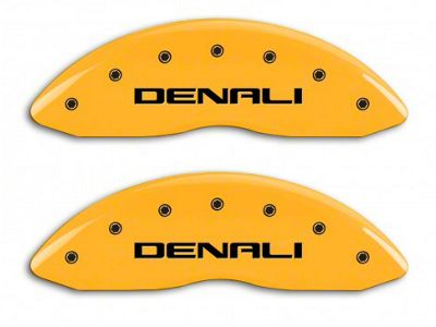 MGP Yellow Caliper Covers with DENALI Logo; Front and Rear (14-18 Sierra 1500)