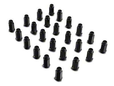 Black XL Acorn Lug Nut Kit; 14mm x 1.5; Set of 24 (99-23 Sierra 1500)