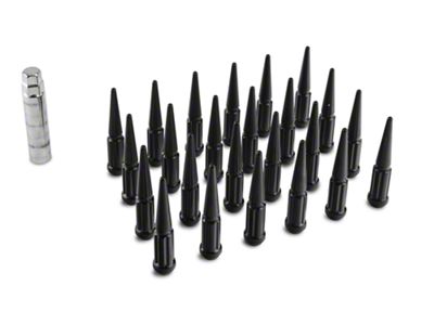 Black Spike Lug Nut Kit; 14mm x 1.5; Set of 24 (99-23 Sierra 1500)