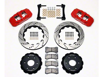 Wilwood AERO6 Front Big Brake Kit with Drilled and Slotted Rotors; Red Calipers (99-18 Sierra 1500)