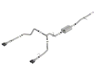 Borla S-Type Dual Exhaust System with Black Chrome Tips; Rear Exit (19-23 5.3L Sierra 1500 w/ Factory Dual Exhaust)