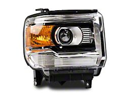 Projector Headlight; Chrome Housing; Clear Lens; Passenger Side (14-18 Sierra 1500 w/ Factory Halogen Headlights)