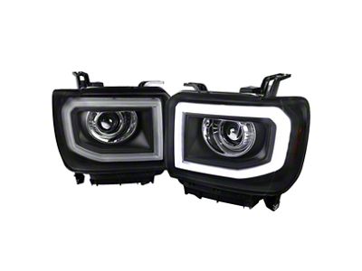 LED Bar Projector Headlights; Black Housing; Clear Lens (14-18 Sierra 1500 w/ Factory Halogen Non-LED DRL Headlights)