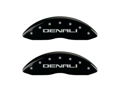 MGP Black Caliper Covers with Denali Logo; Front and Rear (19-23 Sierra 1500)