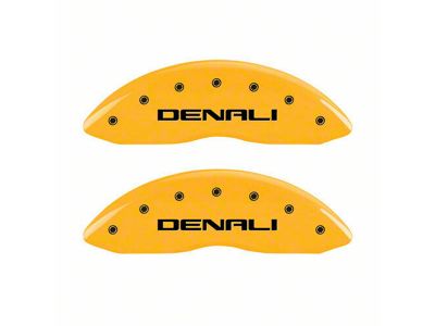 MGP Yellow Caliper Covers with Denali Logo; Front and Rear (19-23 Sierra 1500)