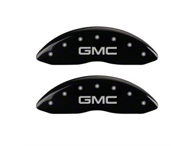 MGP Black Caliper Covers with GMC Logo; Front and Rear (99-06 2WD Sierra 1500 w/ Single Piston Rear Calipers)
