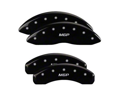 MGP Black Caliper Covers with MGP Logo; Front and Rear (99-06 2WD Sierra 1500 w/ Single Piston Rear Calipers)