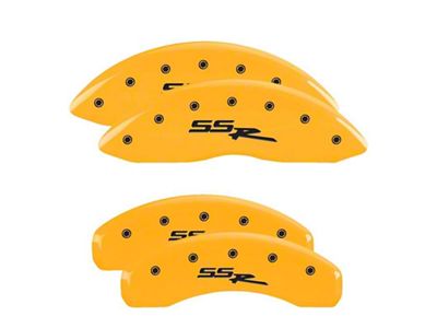 MGP Yellow Caliper Covers with SSR Logo; Front and Rear (99-06 2WD Sierra 1500 w/ Single Piston Rear Calipers)