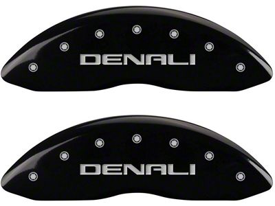 MGP Black Caliper Covers with Denali Logo; Front and Rear (00-06 4WD Sierra 1500 w/ Dual Piston Rear Calipers)