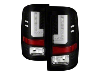 Light Bar LED Tail Lights; Black Housing; Clear Lens (16-18 Sierra 1500 w/ Factory LED Tail Lights)