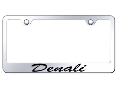 Denali Script Laser Etched License Plate Frame; Mirrored (Universal; Some Adaptation May Be Required)