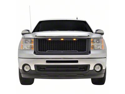 Impulse Upper Replacement Grille with Amber LED Lights; Matte Black (07-13 Sierra 1500)
