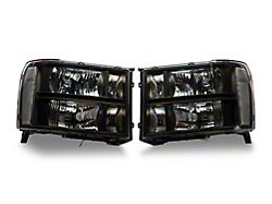 LED DRL Strip Headlights with Clear Corners; Black Housing; Clear Lens (07-13 Sierra 1500)