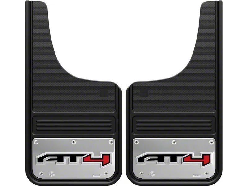 Yukon 12Inch x 23Inch Mud Flaps with AT4 Logo; Front or Rear