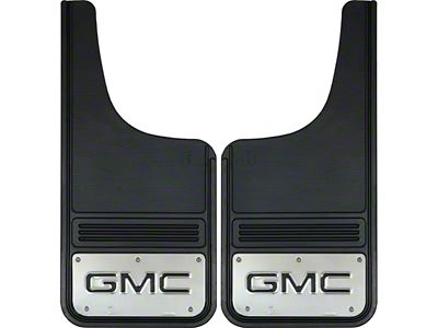 12-Inch x 26-Inch Mud Flaps with Black GMC Logo; Front or Rear (Universal; Some Adaptation May Be Required)
