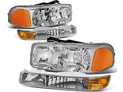 Headlights with Amber Corner; Chrome Housing; Clear Lens (99-06 Sierra 1500, Excluding C3 & Denali)